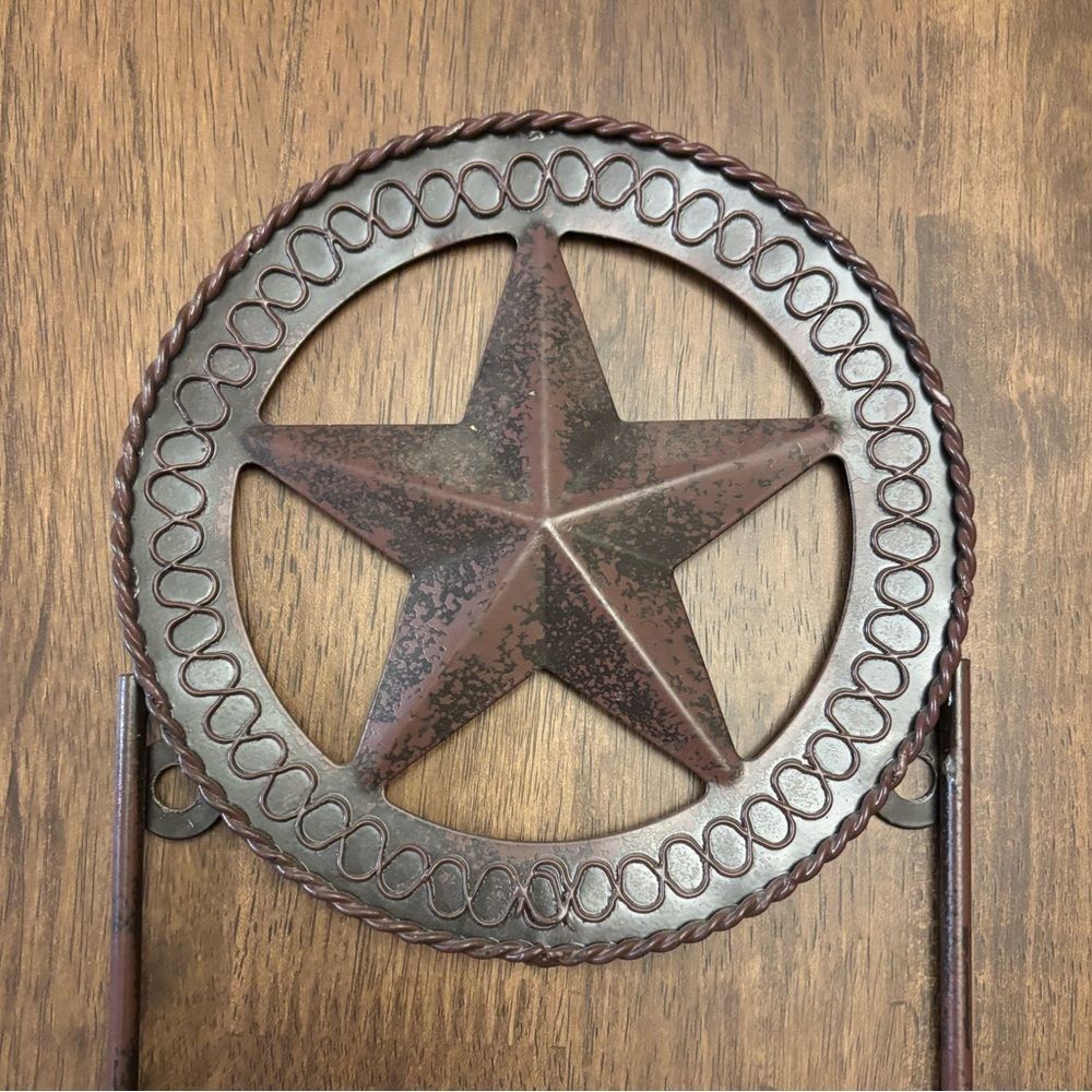 Rustic Texas Star Metal Wall Organizer Basket – Western Home Decor - Picture 6 of 6